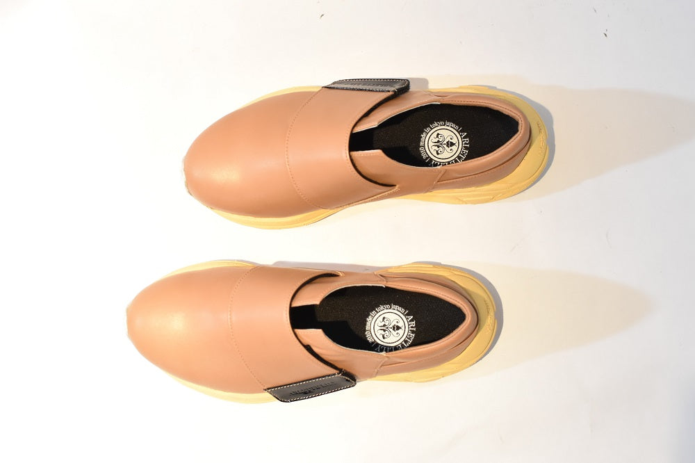 1016 ラウンドトウベルクロハイテクレザースニーカー AL2234SN Brown 木型 . C1699