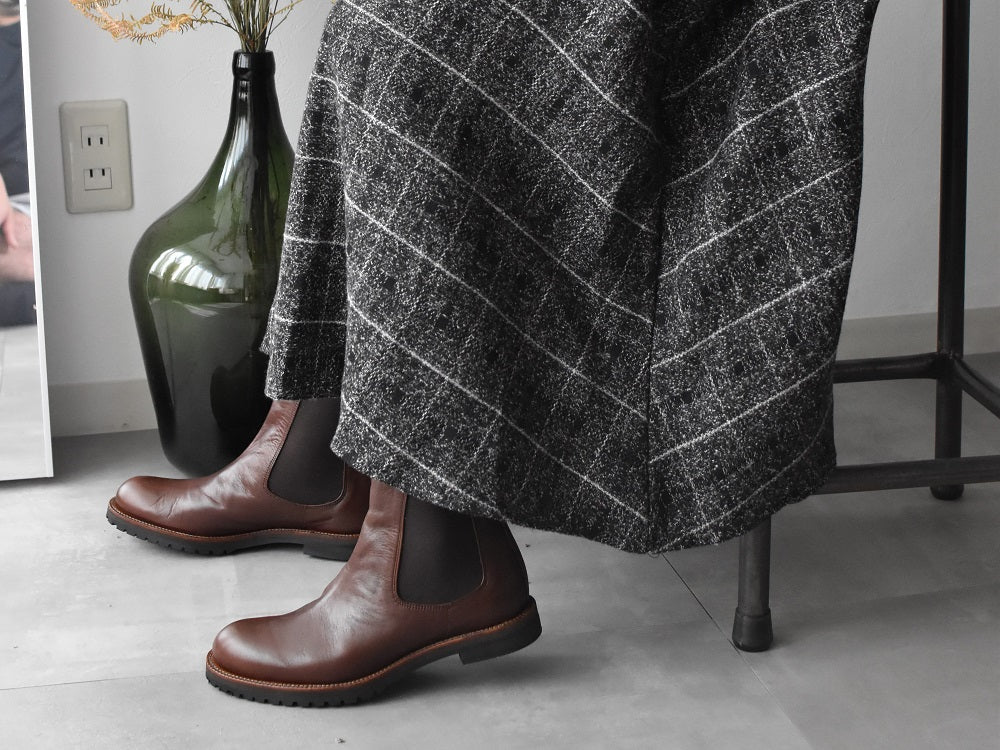 00001 ラウンドトウサイドゴアショートブーツ AL2517SB Darkbrown 木型No.G1913