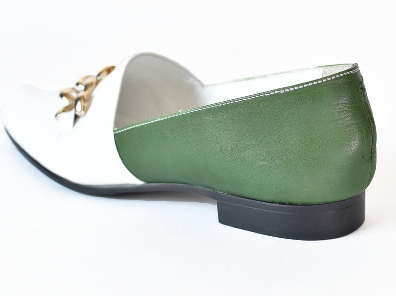 1029 スクエアトウチェーンモチーフカッターシューズ AL2312K Whitecombi 木型No.B819