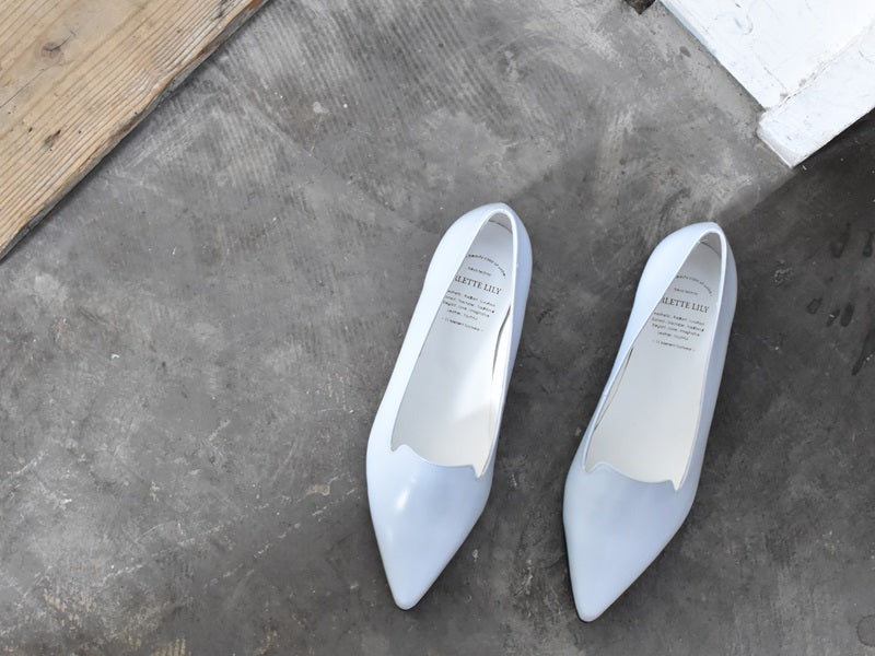 1019 ポインテッドフラットオペラシューズ AL2405K Lightblue 木型No.A296