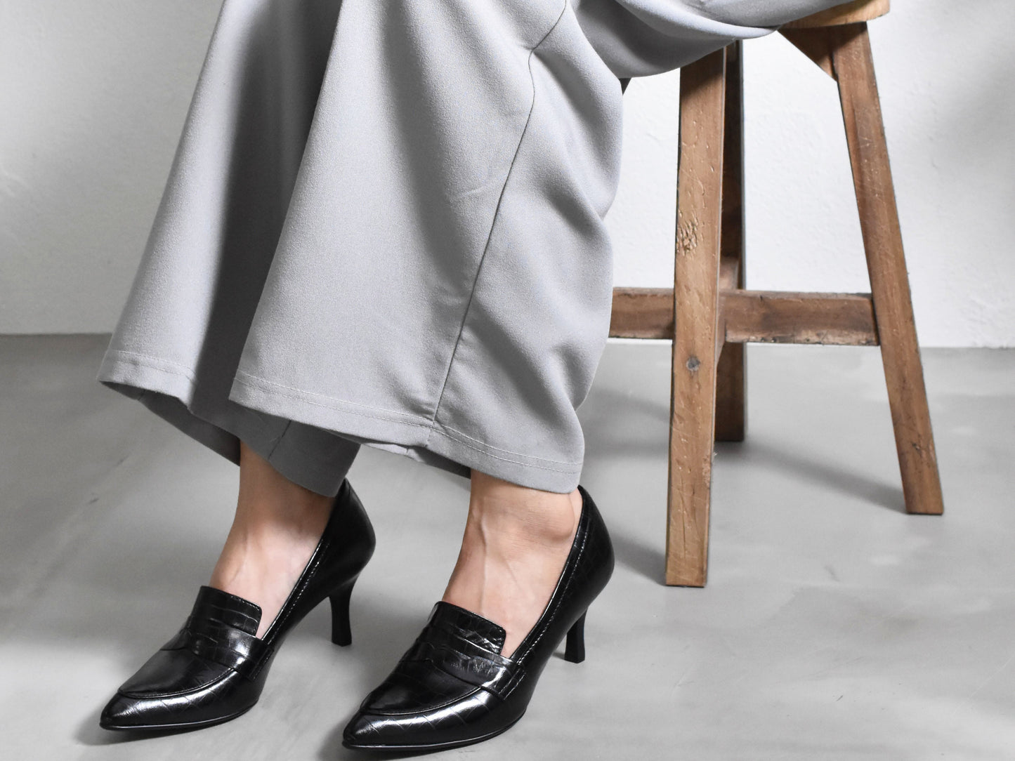 1025 ポインテッドコインローファーパンプス AL2325P Khakicombi 木型No.X1395