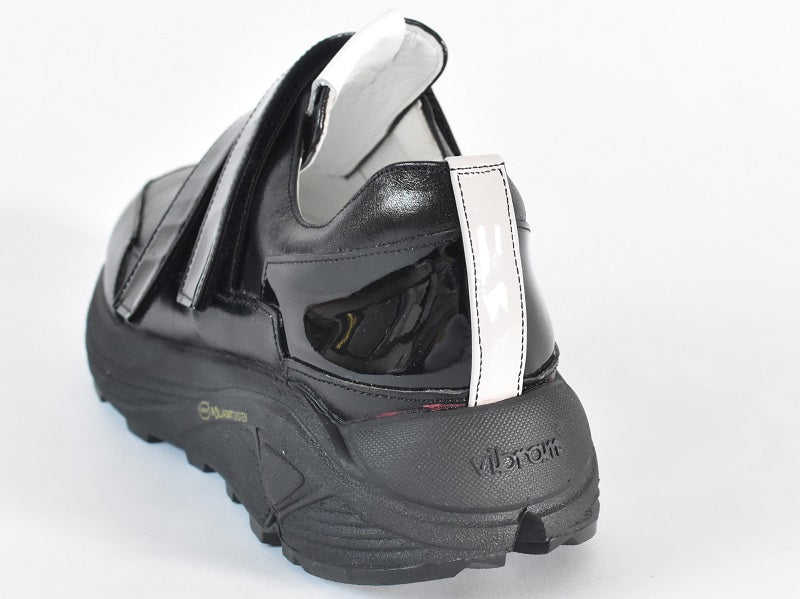 0001 Round Toe Double Velcro High tech Leather Sneakers AL2551SN Black 木型 . C1699