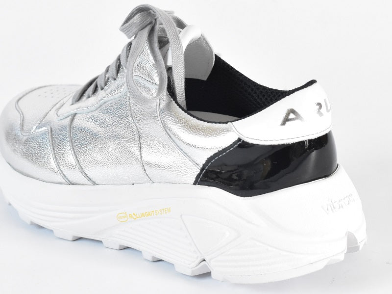 0001 Roundtoe Lace Up Highttech LeatherSneakers AL2500SN Silvercombi 木型 . C1699