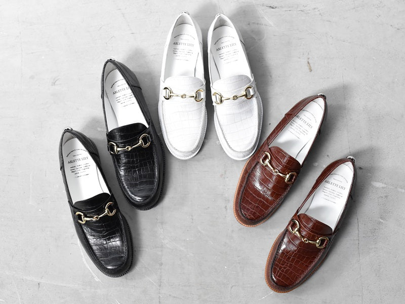 008  ラウンドトウビットローファー (クロコダイル型押しレザー)　AL2103K Darkbrowncroco　　木型No.C1813