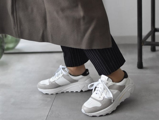 0001　Roundtoe Lace Up High tech LeatherSneakers　AL2500SN  Whitecombi　木型 . C1699