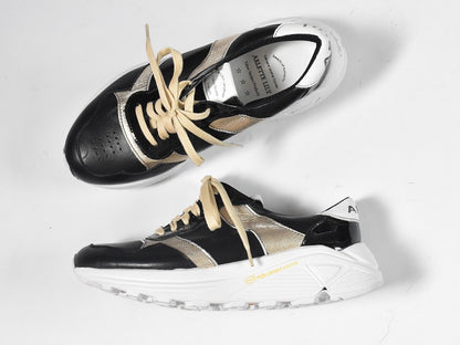 0001　Roundtoe Lace Up Highttech LeatherSneakers　AL2500SN  Blackcmbi　木型 . C1699