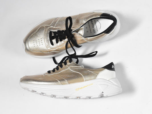 0001　Roundtoe Lace Up Highttech LeatherSneakers　AL2500SN  Goldcombi　木型 . C1699