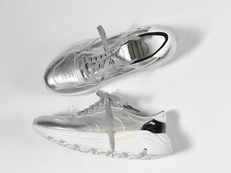 0001　Roundtoe Lace Up Highttech LeatherSneakers　AL2500SN  Silvercombi　木型 . C1699