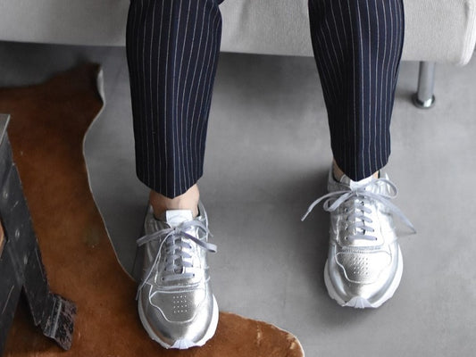 0001　Roundtoe Lace Up Highttech LeatherSneakers　AL2500SN  Silvercombi　木型 . C1699