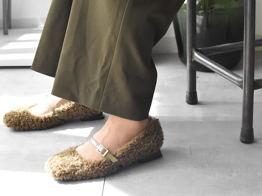 0001　スクエアモケモケメリージェーンシューズ　AL2521K  Khakimokemoke　木型 . OGA