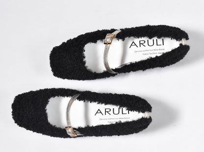 0001　スクエアモケモケメリージェーンシューズ　AL2521K  Blackmokemoke　木型 . OGA