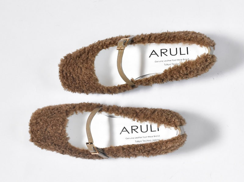 0001　スクエアモケモケメリージェーンシューズ　AL2521K  Khakimokemoke　木型 . OGA