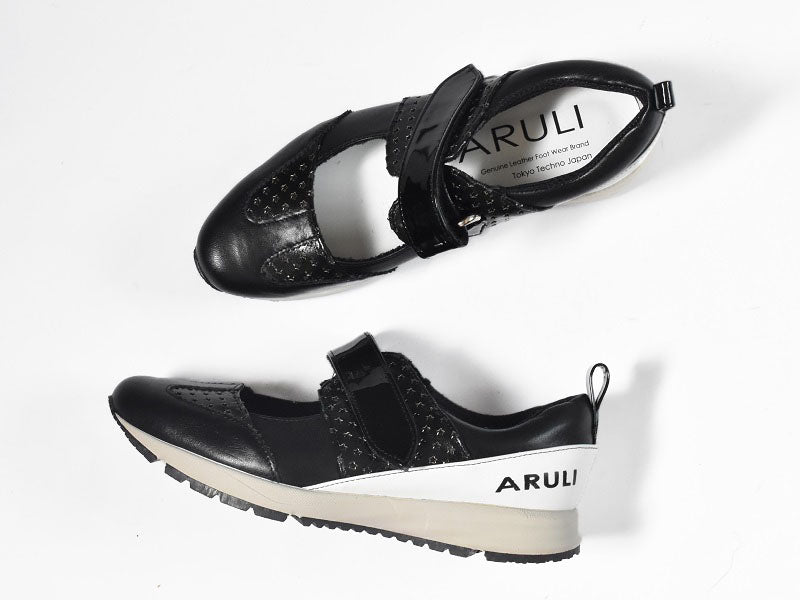 0001　Wingtip One Strap Velcro Sneakers　AL2525SN  Blackcombi　木型 . F1888