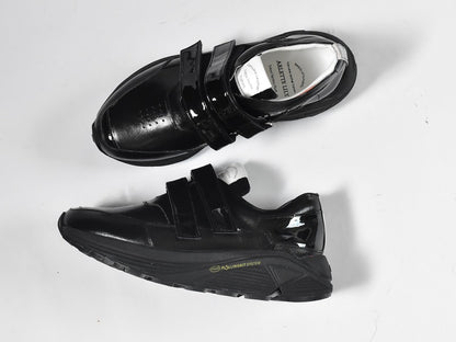 0001　Round Toe Double Velcro High tech Leather Sneakers　AL2551SN  Black　木型 . C1699