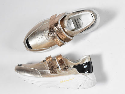0001　Round Toe Double Velcro High tech Leather Sneakers　AL2551SN  Goldcombi　木型 . C1699