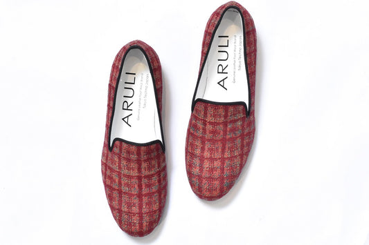 0001　イタリアンチェックツイードオペラシューズ　AL2520K  Redcheck　木型 . C1813