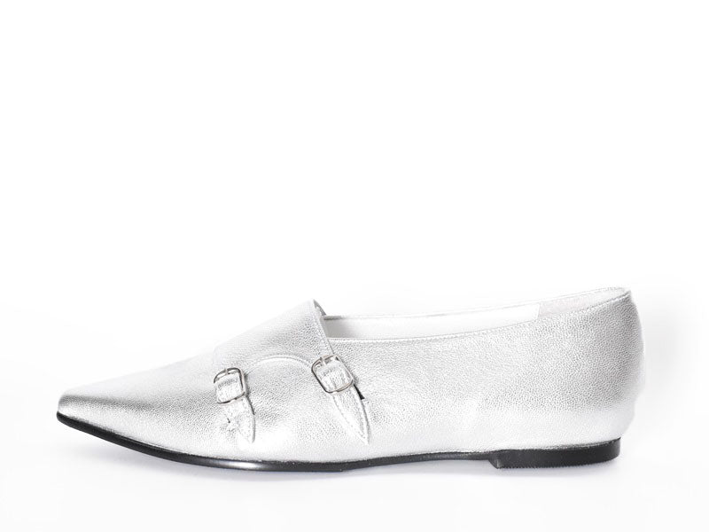 1016  ポインテッドダブルモンクストラップシューズ　AL2407K　Silver　　木型No.A296