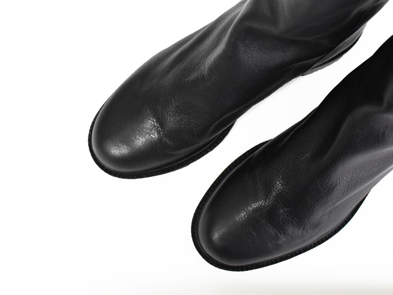 023ドレープフラットショートブーツ　AL2227SB　Black　　木型No.C1813