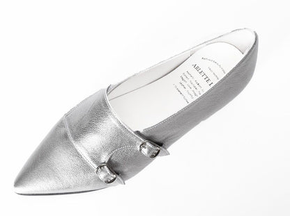 1016  ポインテッドダブルモンクストラップシューズ　AL2407K　Silver　　木型No.A296