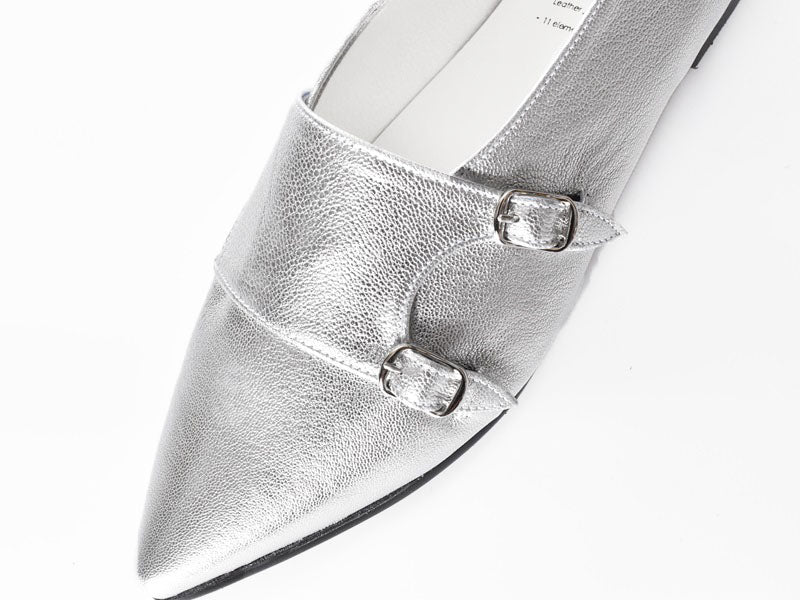 1016  ポインテッドダブルモンクストラップシューズ　AL2407K　Silver　　木型No.A296