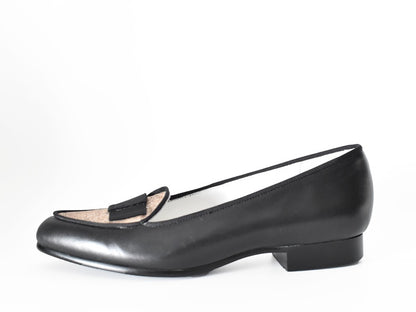 024  グリッターモカシンフラットドロシーシューズ　AL2403K　Blackcombi　　木型No.F1920