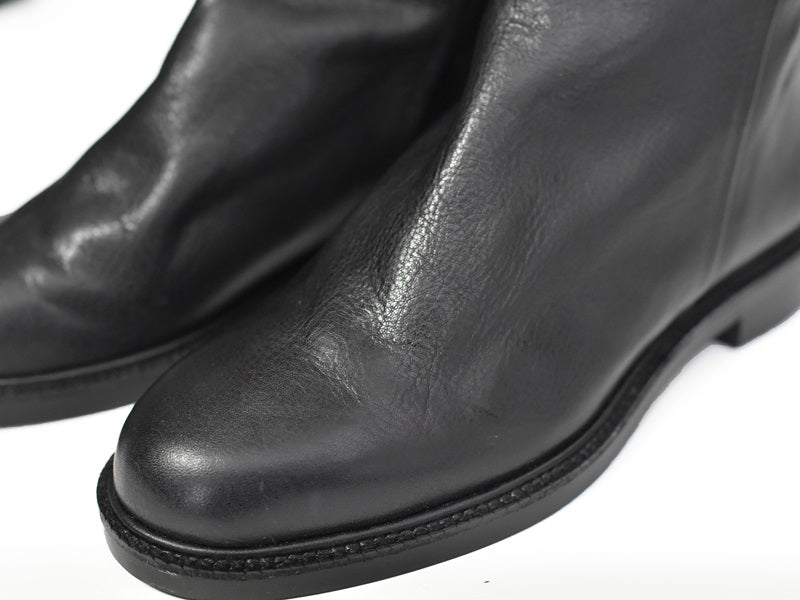 023ドレープフラットショートブーツ　AL2227SB　Black　　木型No.C1813