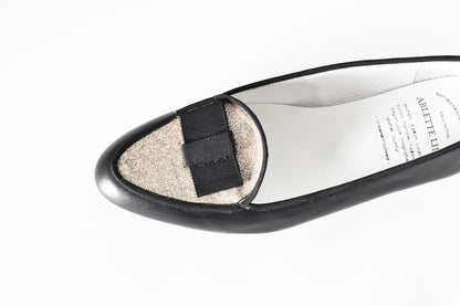 024  グリッターモカシンフラットドロシーシューズ　AL2403K　Blackcombi　　木型No.F1920