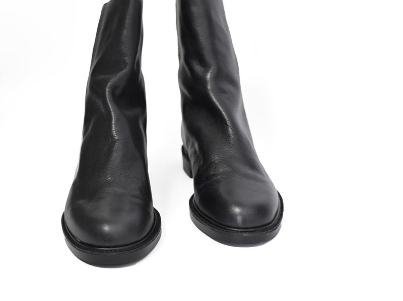 023ドレープフラットショートブーツ　AL2227SB　Black　　木型No.C1813