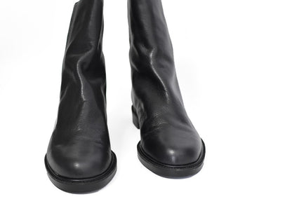 023ドレープフラットショートブーツ　AL2227SB　Black　　木型No.C1813