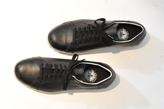 1016  ラウンドトウレースアップレザースニーカー　AL2025SN  Black　木型 . B820