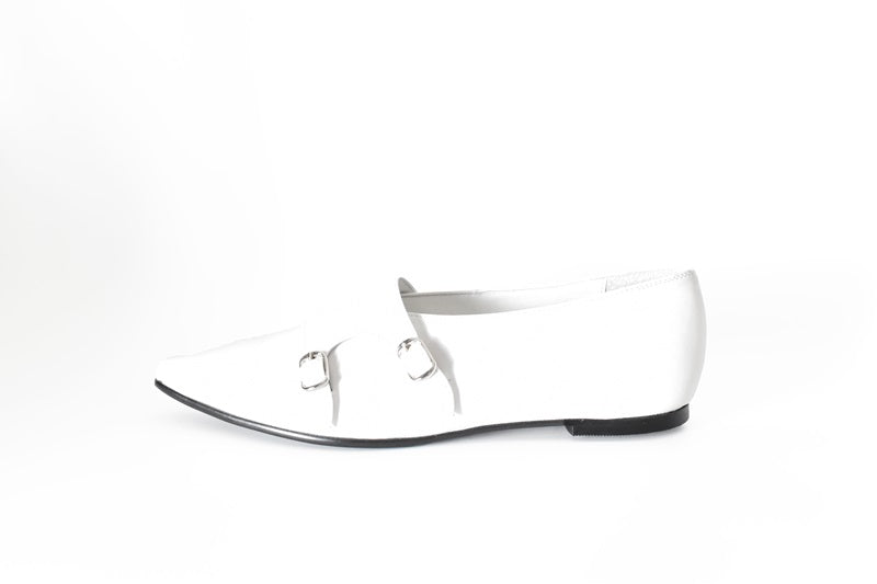 1016  ポインテッドダブルモンクストラップシューズ　AL2407K　White　　木型No.A296