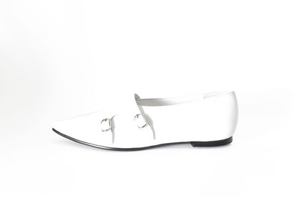 1016  ポインテッドダブルモンクストラップシューズ　AL2407K　White　　木型No.A296