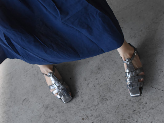 スクエアトウクラシックグルカサンダル　AL2503S  Silvermetallic　木型No.OGA