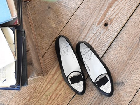 024  グリッターモカシンフラットドロシーシューズ　AL2403K　Blackcombi　　木型No.F1920