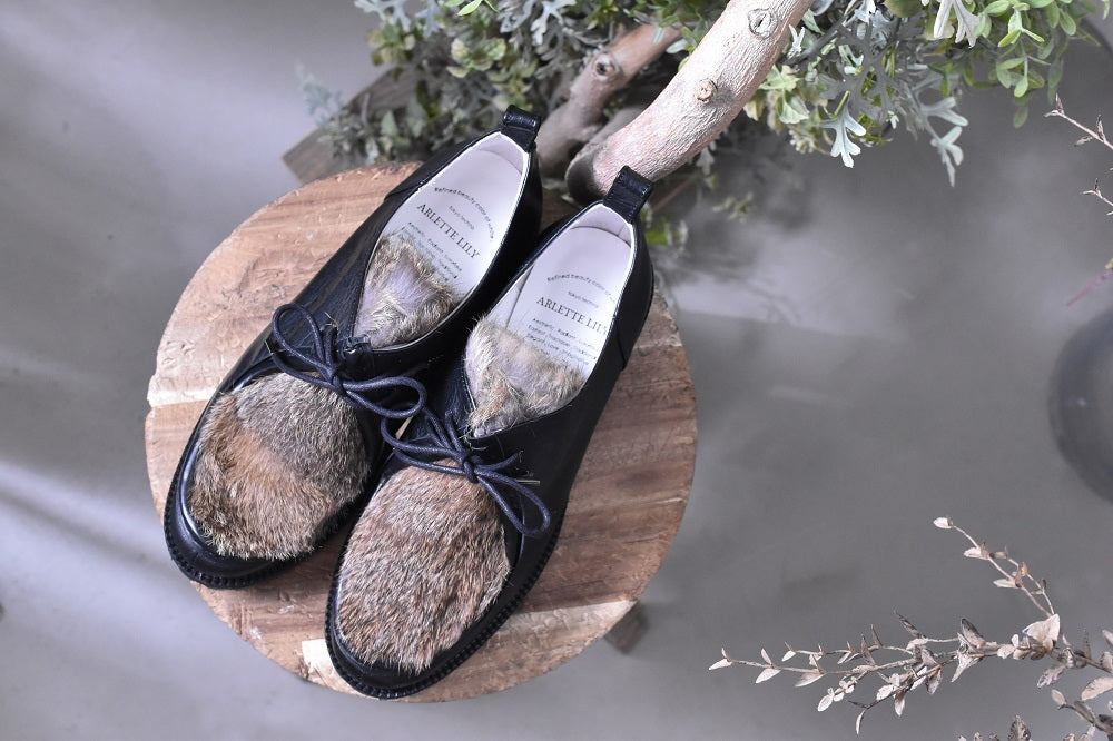 1001 チロリアンシューズ　AL1833K  Black/Rabbit　　木型No.H2546
