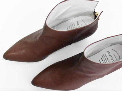 019  ポインテッドバックジップショートブーツ　AL2331SB　Darkbrown　　木型No.X1395