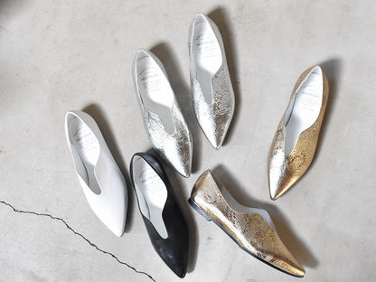 007  セミハートカッティングポインテッドフラットシューズ　AL2301K Goldpaison　　木型No.A296