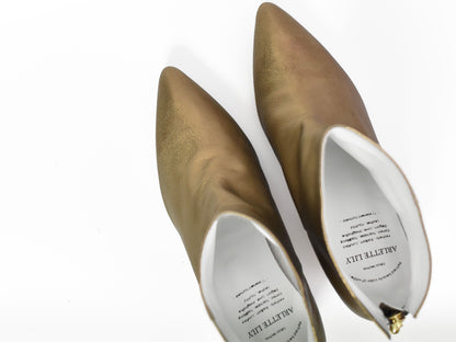 1022  ポインテッドバックジップショートブーツ　AL2331SB　Bronze　　木型No.X1395