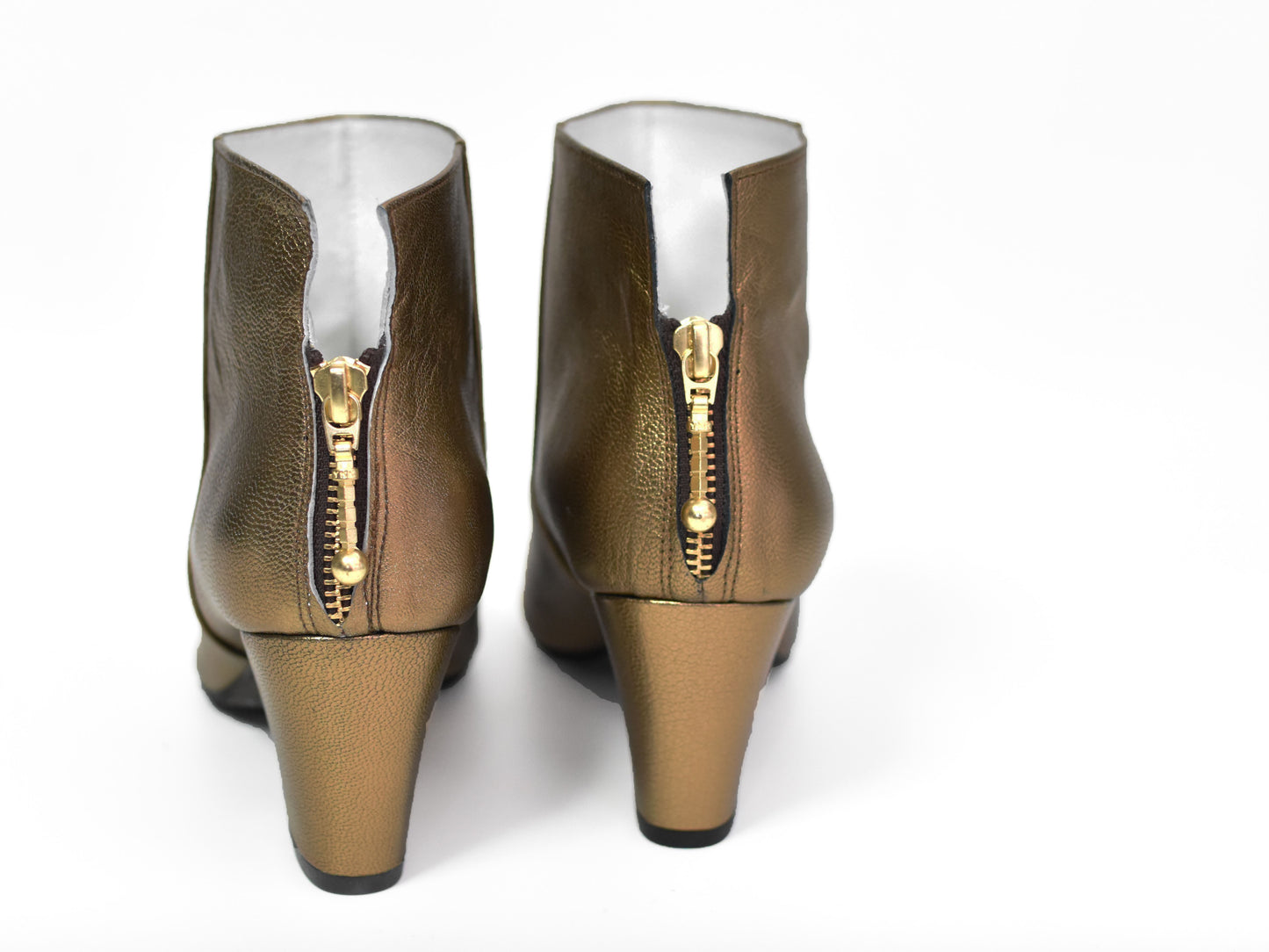 1022  ポインテッドバックジップショートブーツ　AL2331SB　Bronze　　木型No.X1395