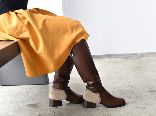 1039  プラットフォームムートンコンビロングブーツ　AL1929LB　Darkbrowncombi　　木型No.H2546