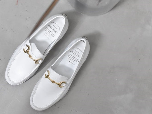 008  ラウンドトウビットローファー (スムース)　AL2103K  White　　木型No.C1813