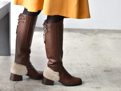 1039  プラットフォームムートンコンビロングブーツ　AL1929LB　Darkbrowncombi　　木型No.H2546