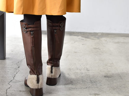 1039  プラットフォームムートンコンビロングブーツ　AL1929LB　Darkbrowncombi　　木型No.H2546