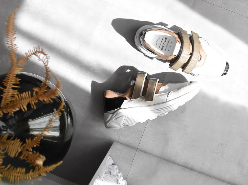 0001　Round Toe Double Velcro High tech Leather Sneakers　AL2551SN  Browncombi　木型 . C1699