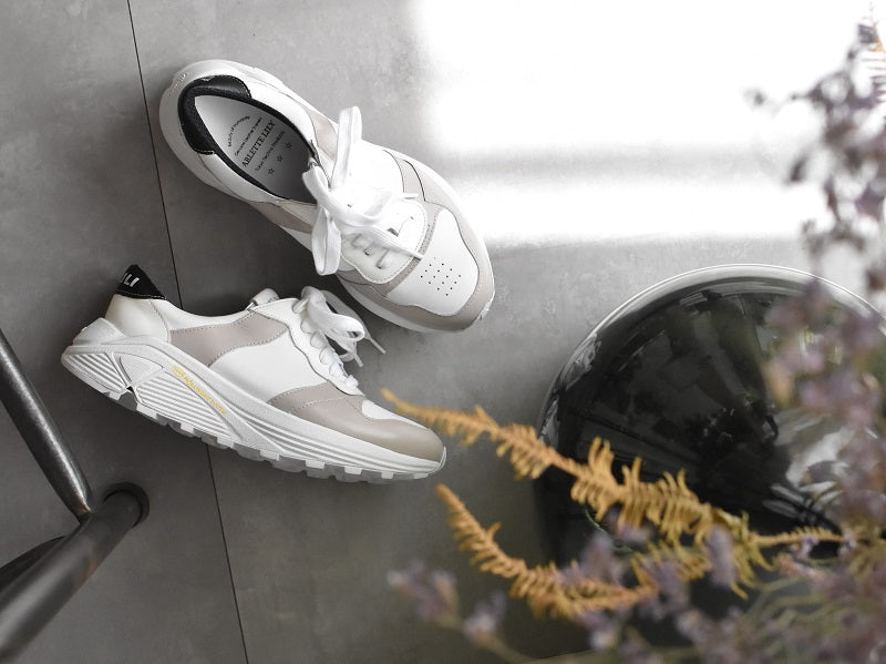 0001　Roundtoe Lace Up High tech LeatherSneakers　AL2500SN  Whitecombi　木型 . C1699