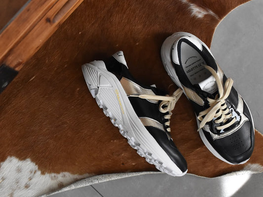 0001　Roundtoe Lace Up Highttech LeatherSneakers　AL2500SN  Blackcmbi　木型 . C1699