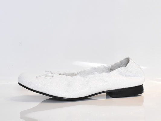 0001 ラウンドトウシャーリングバレエシューズ　AL2601K Whiteenamel　木型No. C1813