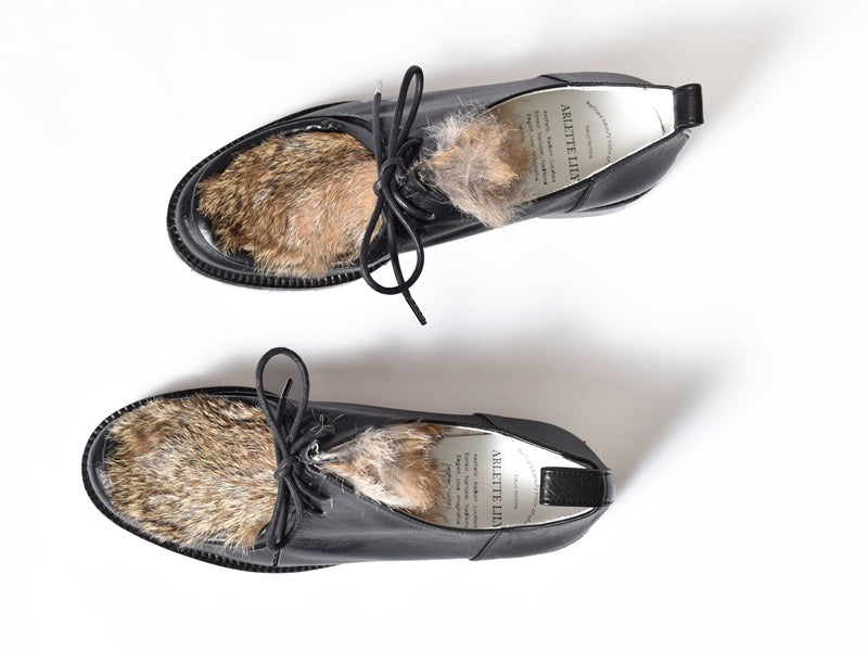 1001 チロリアンシューズ　AL1833K  Black/Rabbit　　木型No.H2546