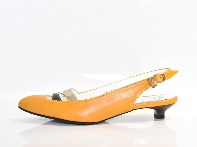 0001 ポインテッドヌーディーバックストラップパンプス　AL2607P Yellow/Black　　木型No. HARVEST (コピー) (コピー) (コピー)