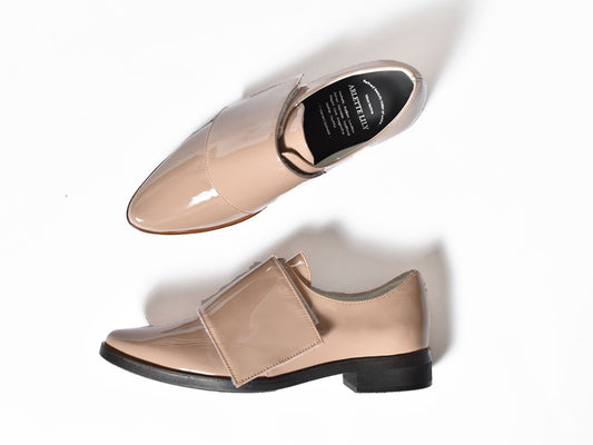 1016  ポインテッドトウベルクロカバードシューズ　AL2026K  Darkpinkenamel　　木型No.G1729